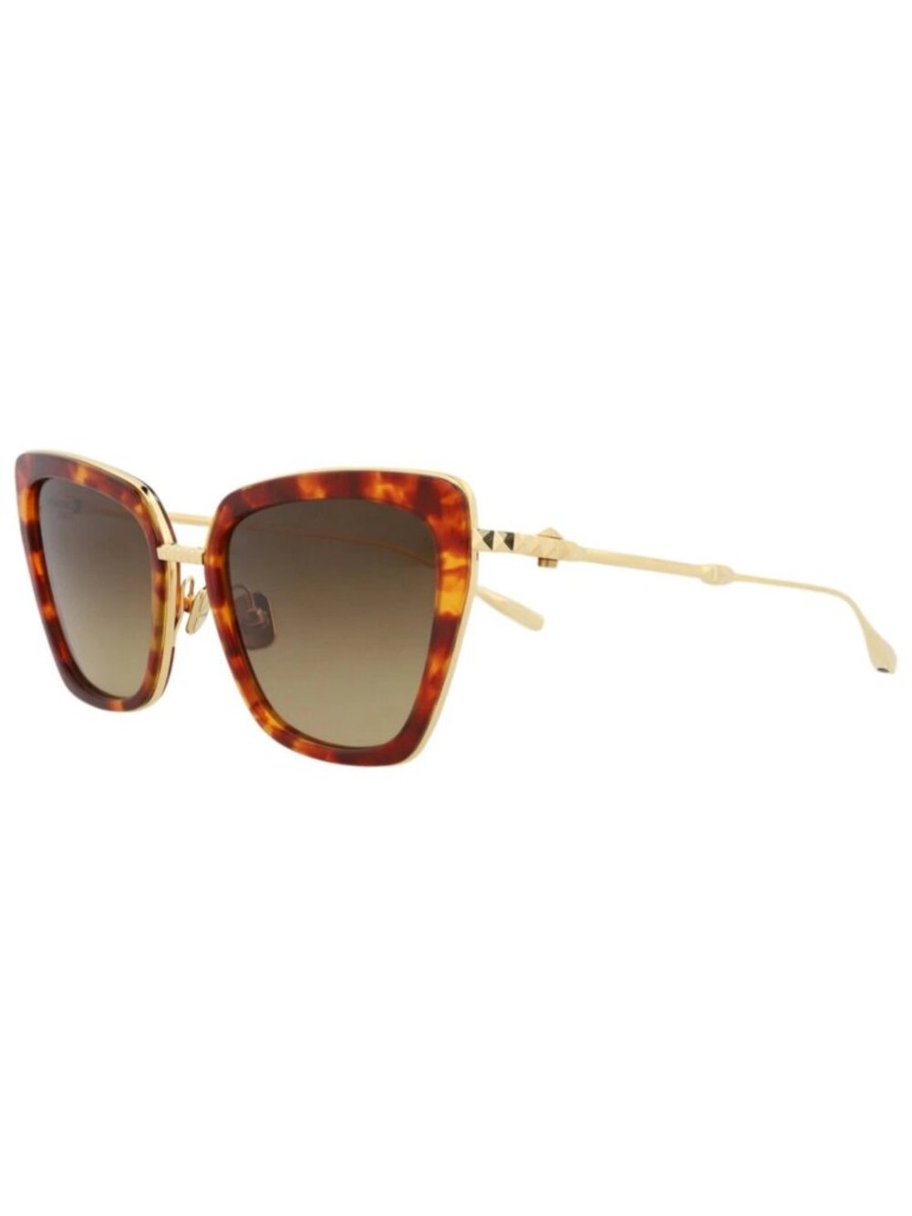 New Valentino Women's Sunglasses Cat Eye Havana Gold Brown